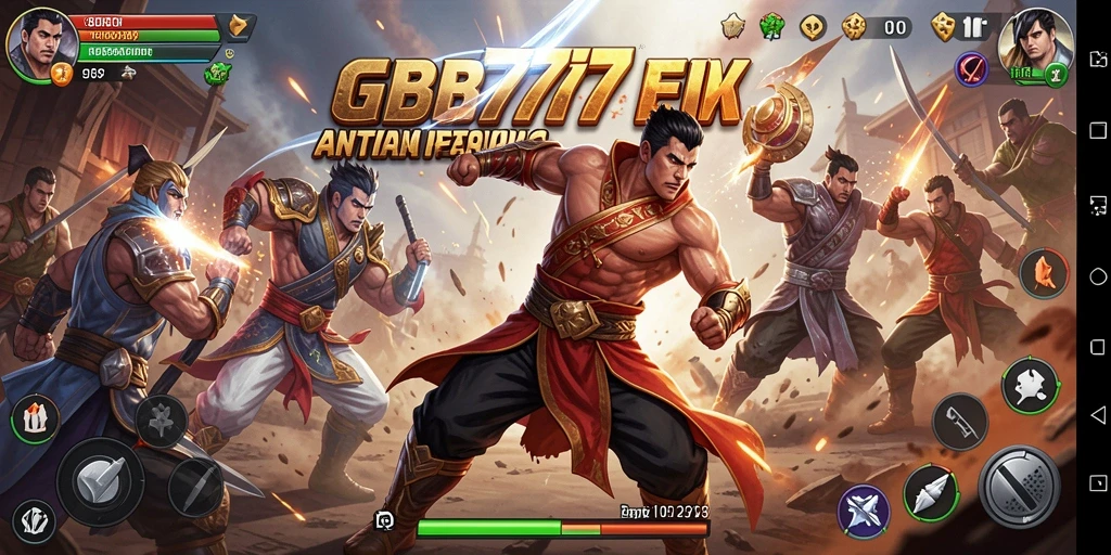 Screenshot GB777 menampilkan aksi pertarungan seru antara dua petarung.