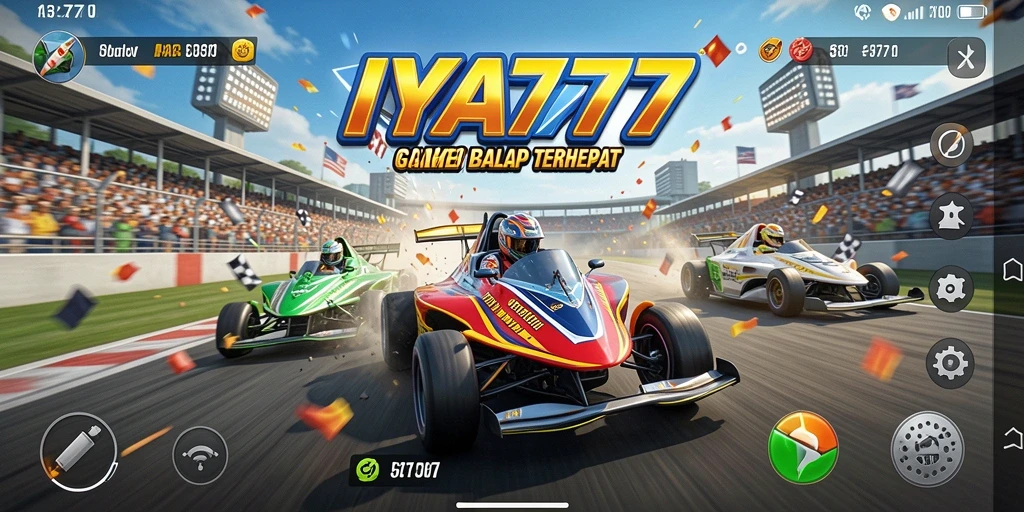 Tampilan gameplay IYA777 yang menampilkan aksi balapan seru.