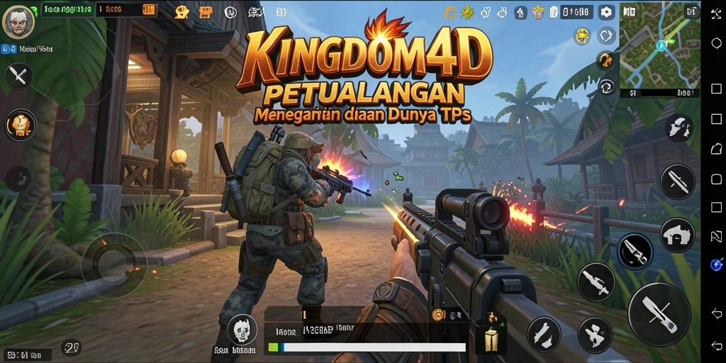 Tampilan gameplay menarik dalam KINGDOM4D dengan aksi tembak-menembak seru.