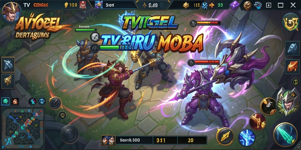 Tangkapan layar gameplay seru dari TVTOGEL yang menunjukkan pertarungan antar hero.
